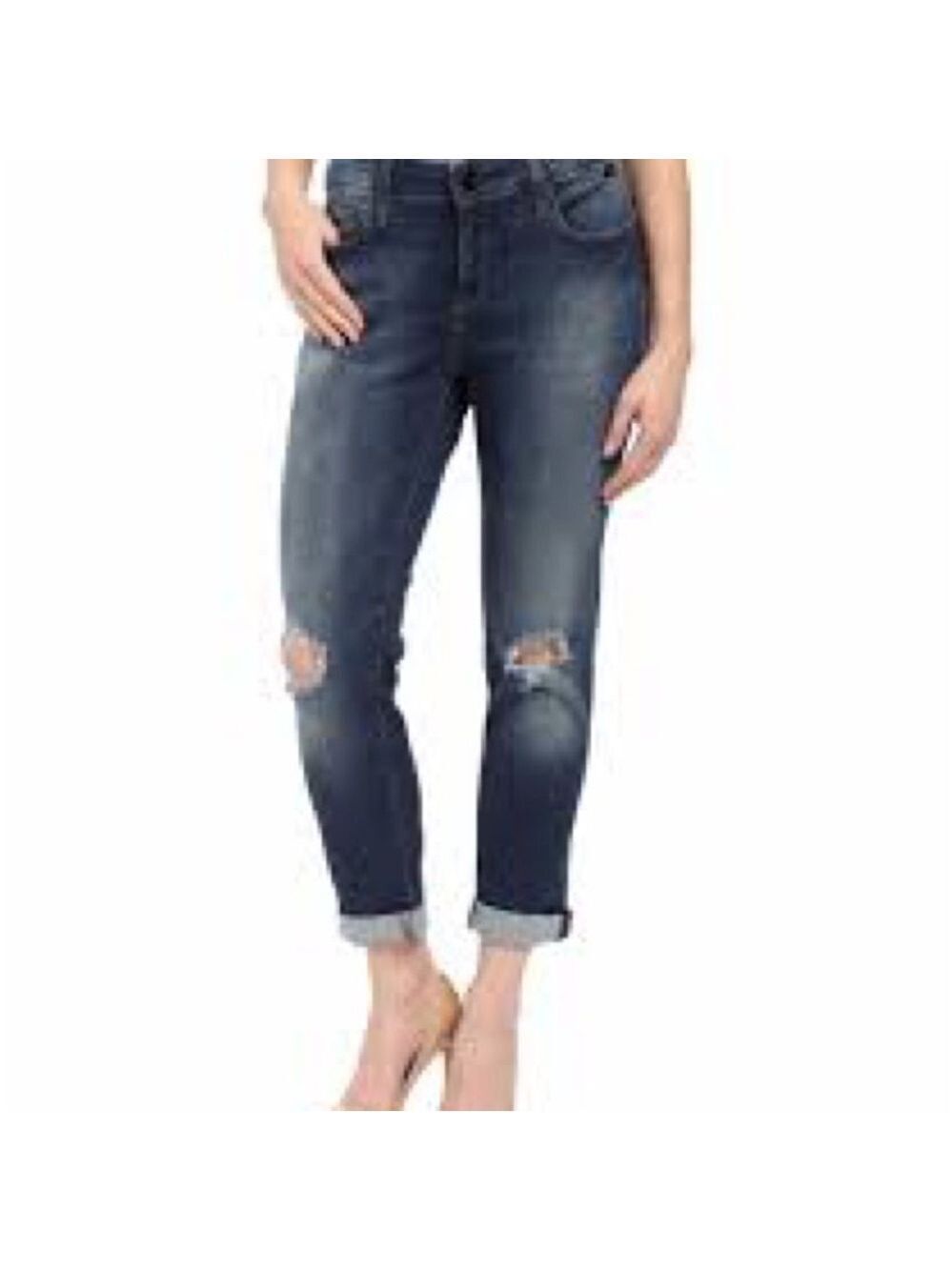 Mavi Gold Women's Distressed Blue Skinny Ankle Jeans Sz 28